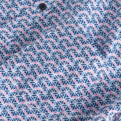 Geometriskt tryckmönster Kortärmade herrtröjor
